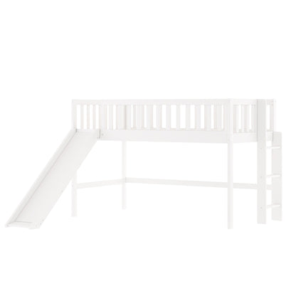 White Twin Traditional Manufactured Wood and Solid Wood Bunk Bed