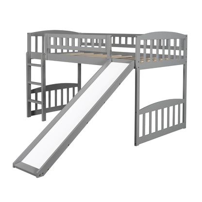 Gray Twin Traditional Manufactured Wood and Solid Wood Bunk Bed