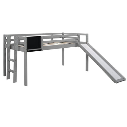 Gray Twin Loft Bed Bed Chalkboard and Slide