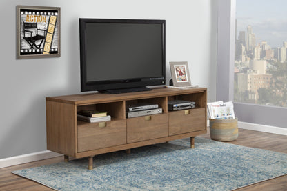 64" Sand Solid Wood Open shelving TV Stand