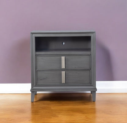 36" Gray Pine Poplar Solids With Mindy And Veneer Open Shelving TV Stand