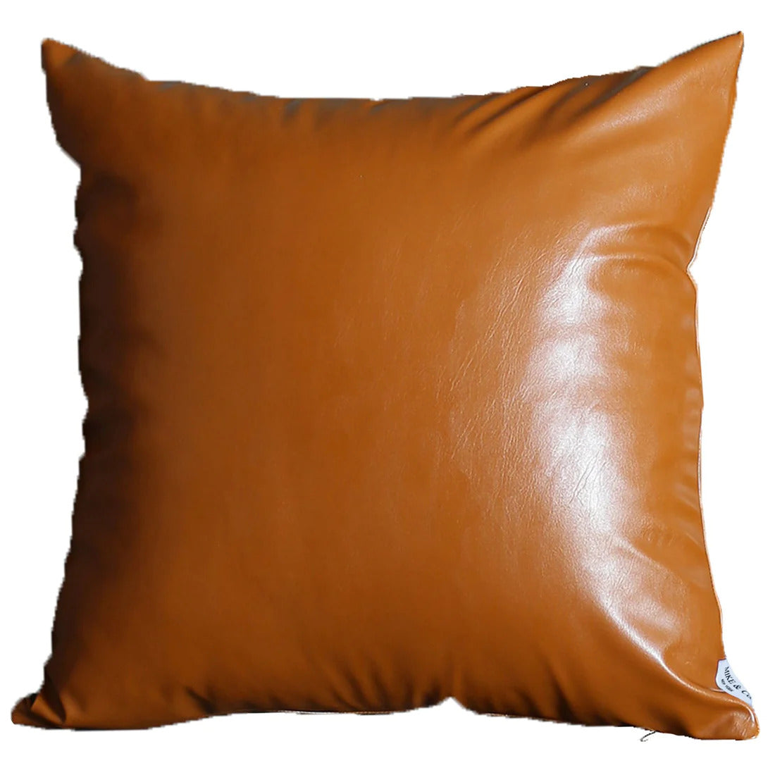 20" Brown Faux Leather Throw Pillow