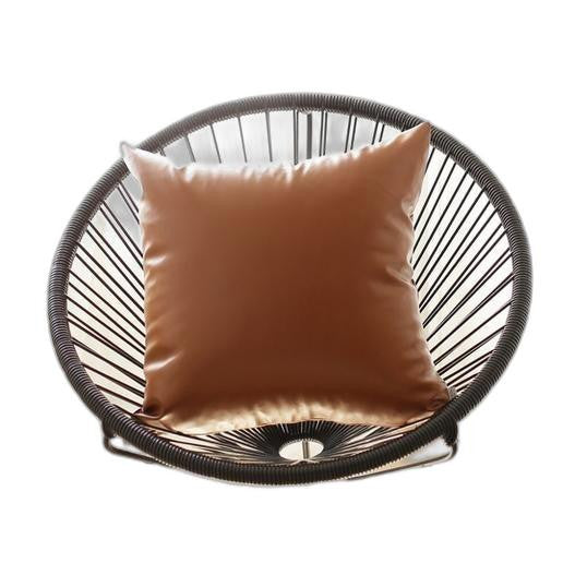 20" Brown Faux Leather Throw Pillow