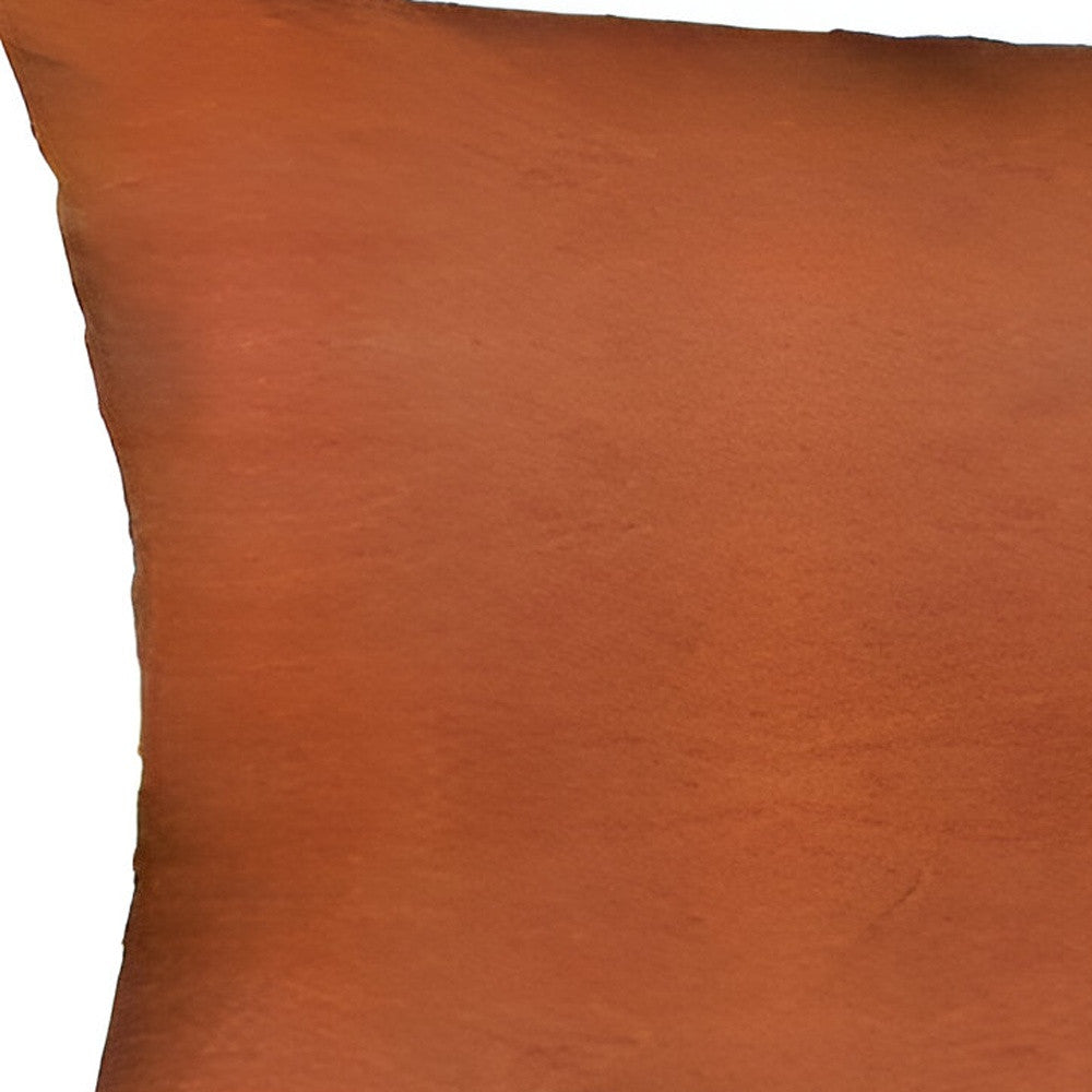 Set Of Four 12" X 12" Brown Solid Color Handmade Faux Leather Lumbar Pillows