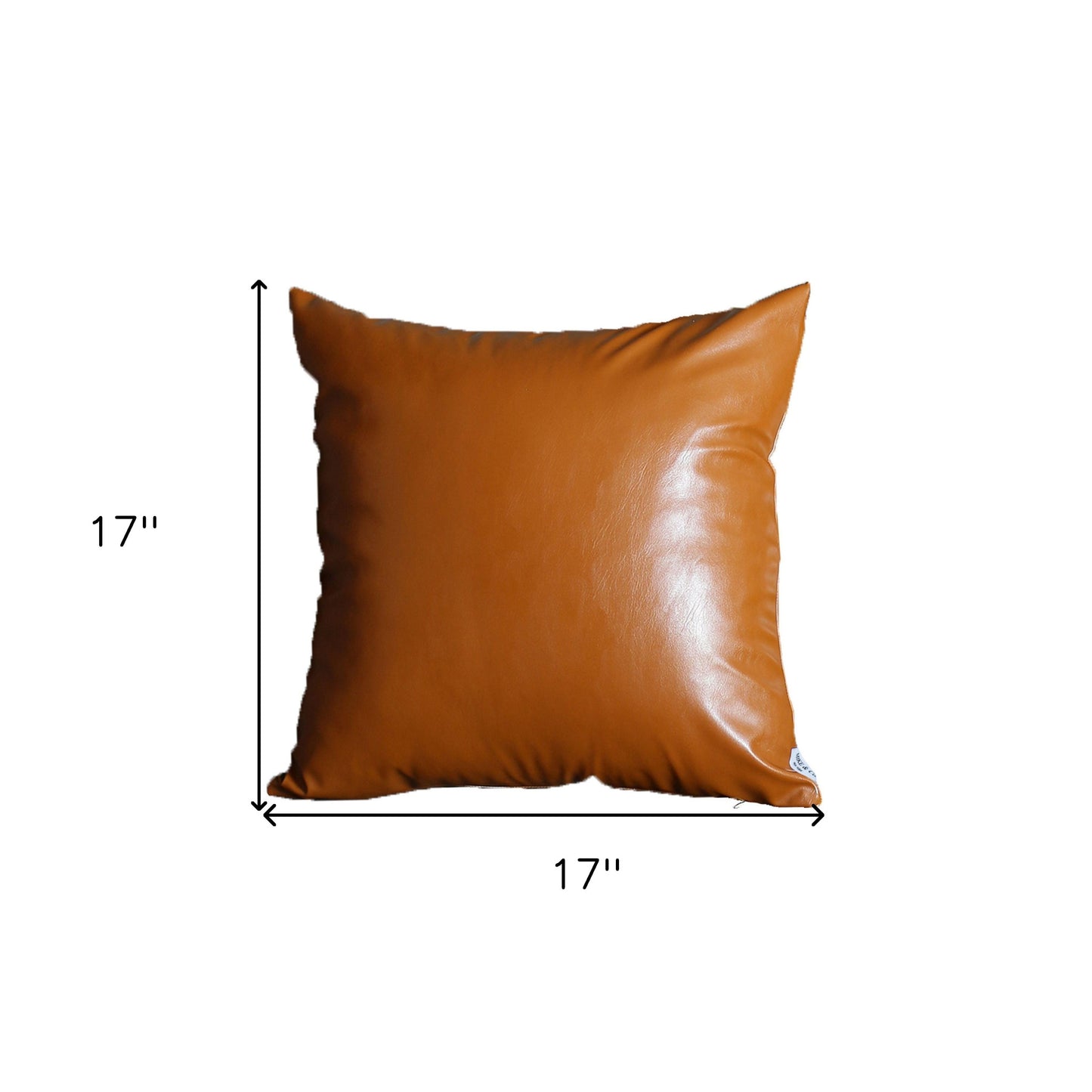 Set Of Four 17" X 17" Brown Faux Leather Zippered Pillow