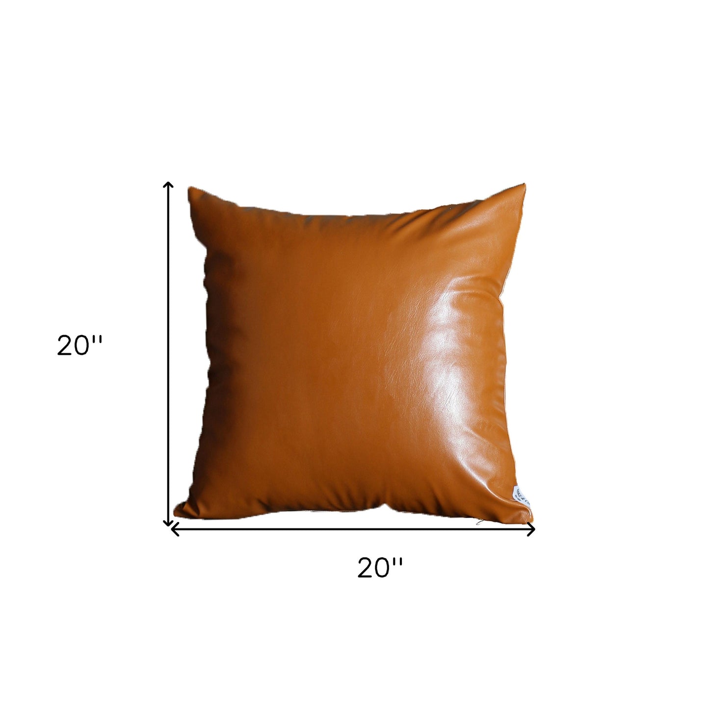 Set Of Four 20" X 20" Brown Faux Leather Zippered Pillow