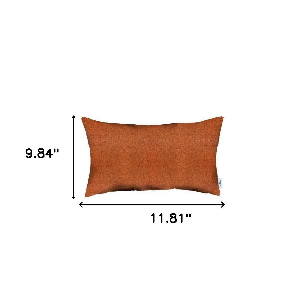 12" X 20" Brown Solid Color Handmade Faux Leather Lumbar Pillow Cover