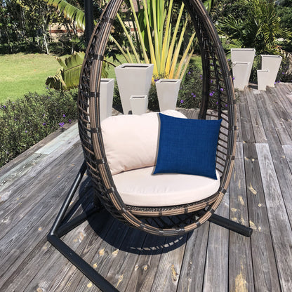 14" X 20" Blue Indoor Outdoor Throw Pillow With Texture