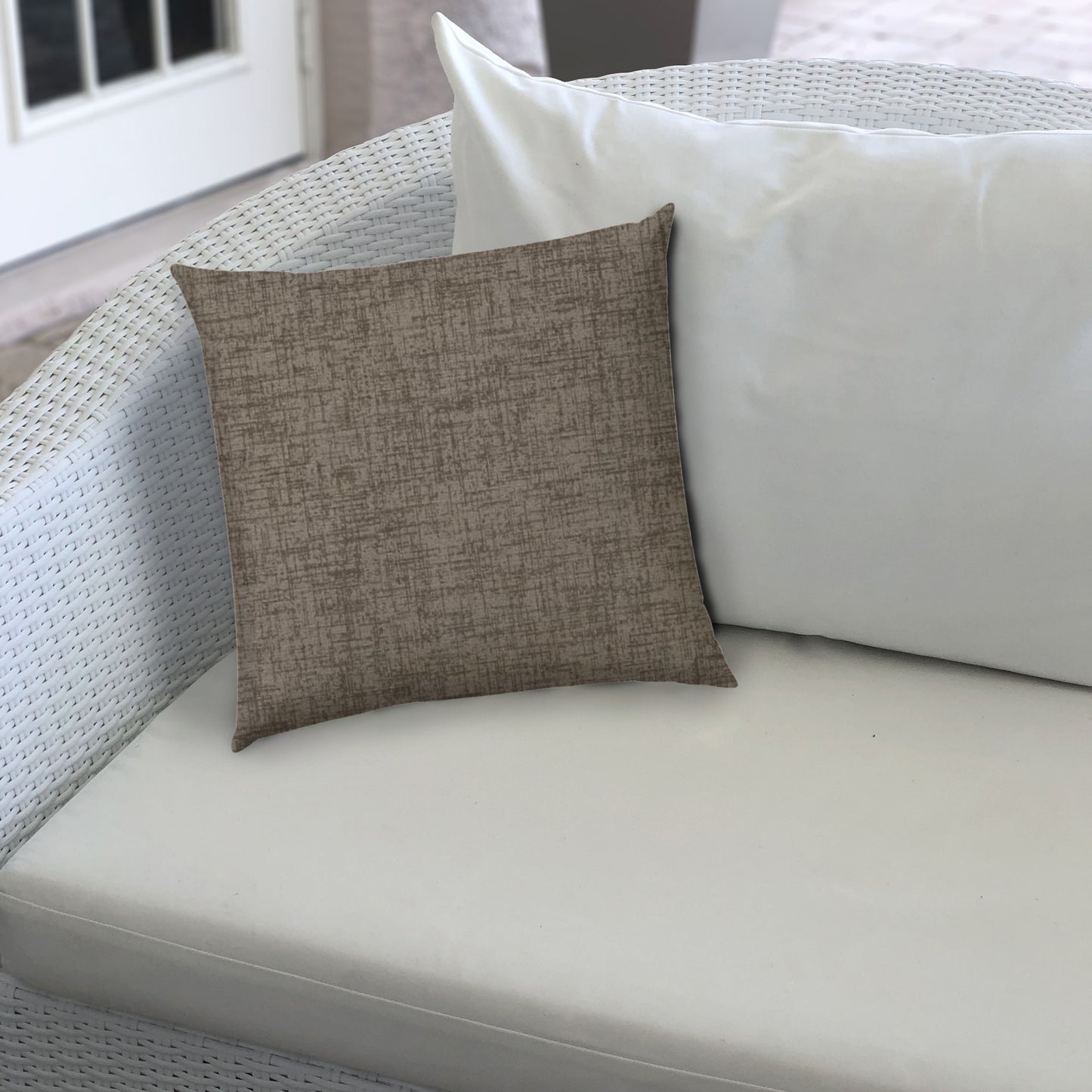 14" X 20" Taupe Indoor Outdoor Throw Pillow