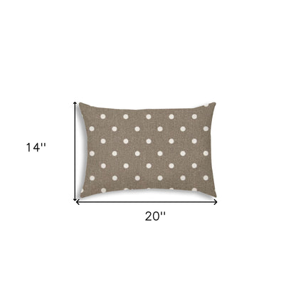 14" X 20" Taupe Polka Dot Indoor Outdoor Throw Pillow