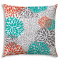 17" X 17" Orange And White Blown Seam Floral Lumbar Indoor Outdoor Pillow