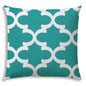 17" X 17" Turquoise And White Blown Seam Quatrefoil Lumbar Indoor Outdoor Pillow