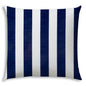 17" X 17" Navy Blue And White Blown Seam Striped Lumbar Indoor Outdoor Pillow