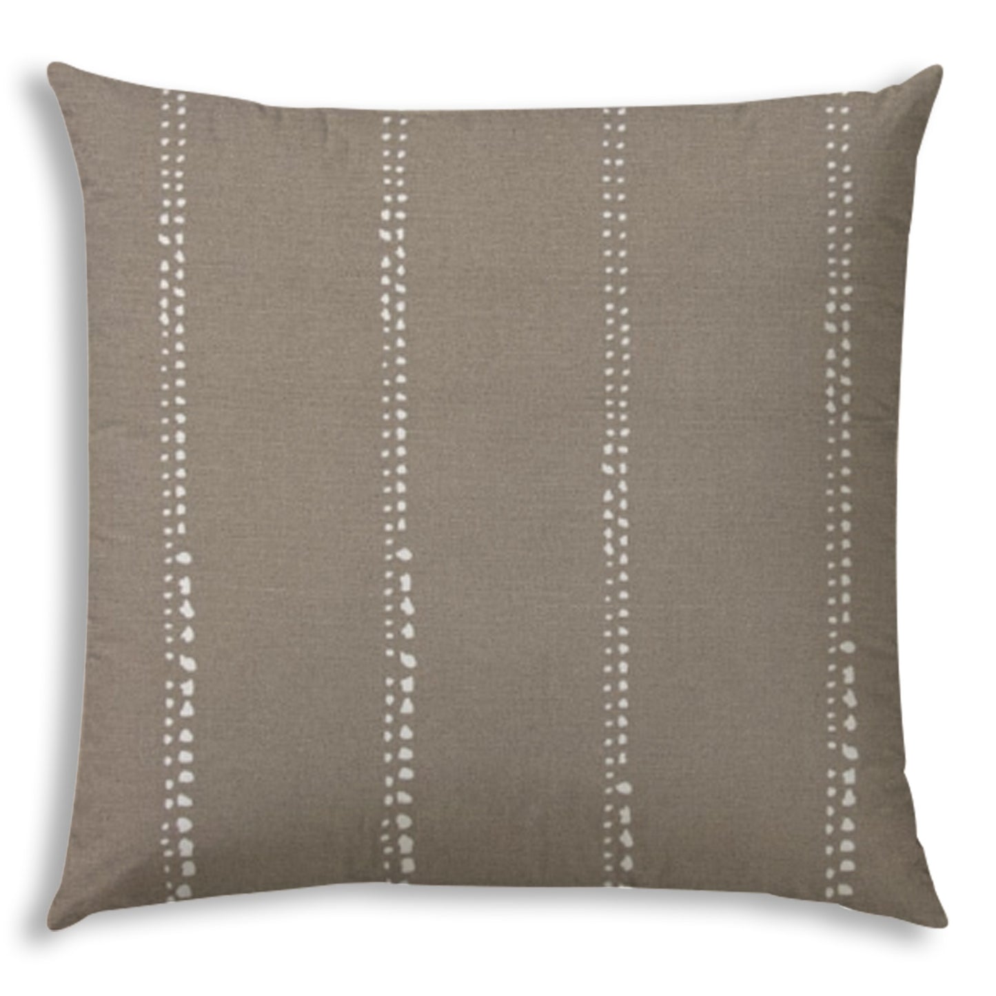 17" X 17" Taupe And White Blown Seam Polka Dots Lumbar Indoor Outdoor Pillow