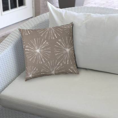 17" Taupe Abstract Indoor Outdoor Throw Pillow