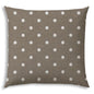 17" Taupe and White Polka Dots Indoor Outdoor Throw Pillow