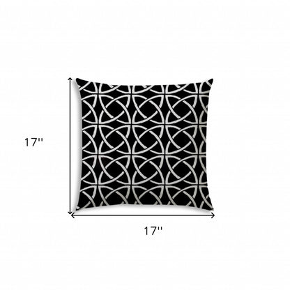 17" X 17" Black And White Blown Seam Interlocking Throw Indoor Outdoor Pillow