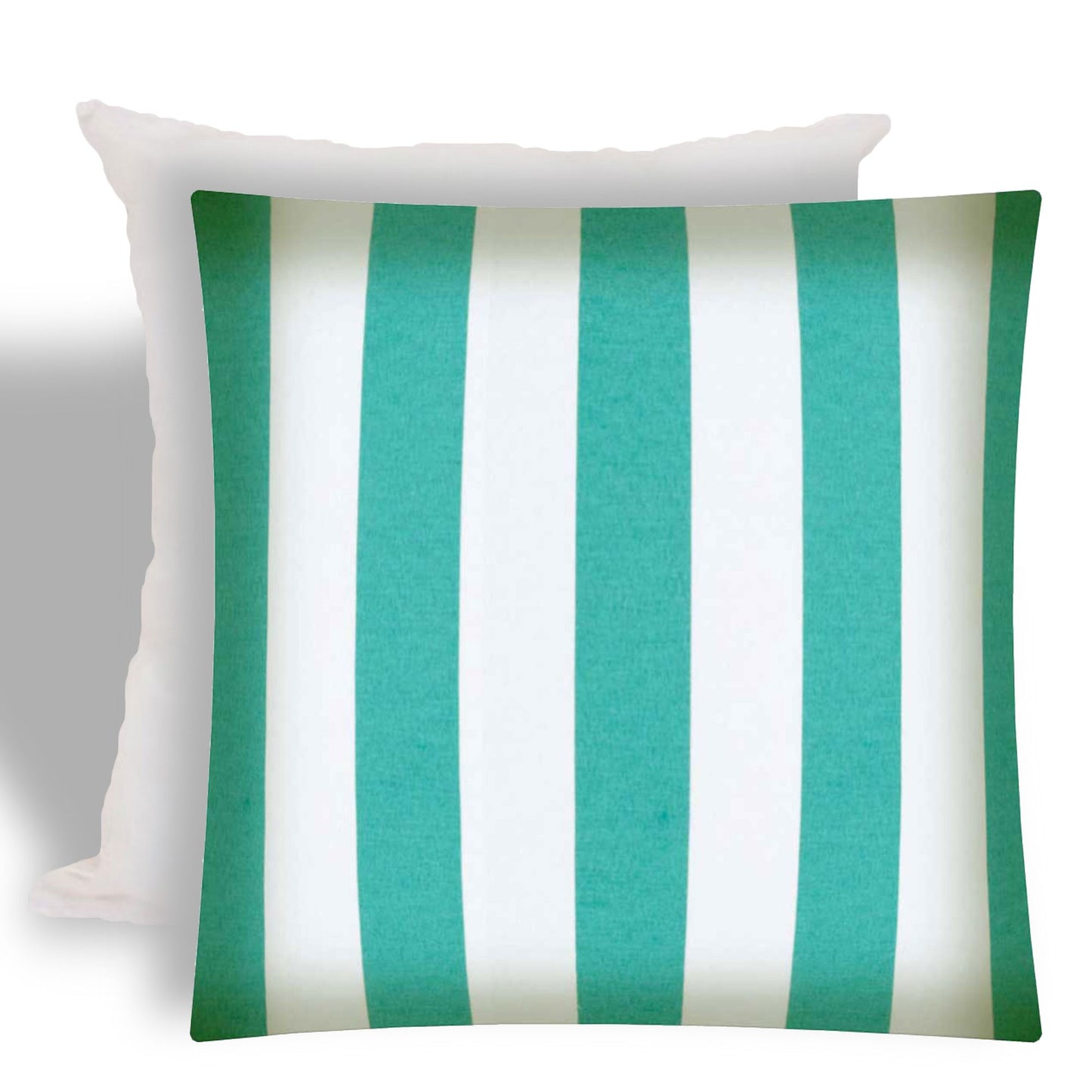 17" X 17" Turquoise And White Zippered Striped Throw Indoor Outdoor Pillow