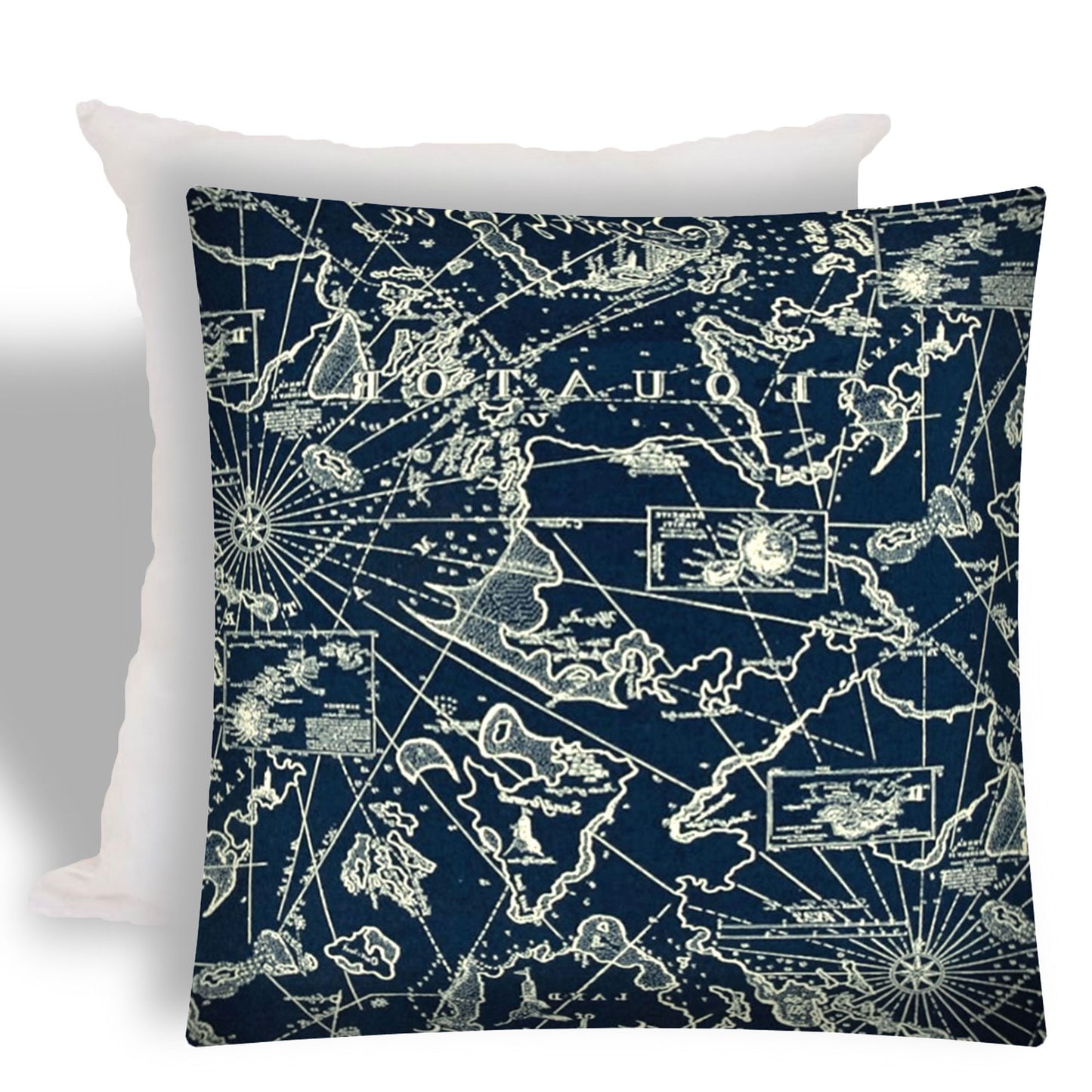 17" X 17" Navy Blue Zippered Indoor Outdoor Throw Pillow