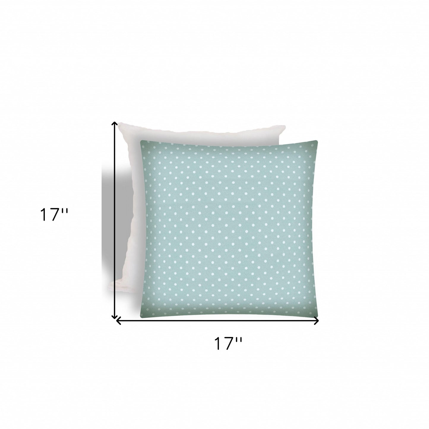 17" X 17" Seafoam And White Zippered Polka Dots Throw Indoor Outdoor Pillow