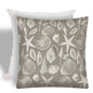 17" X 17" Cream And Gray Seashells Zippered Nautical Throw Indoor Outdoor Pillow