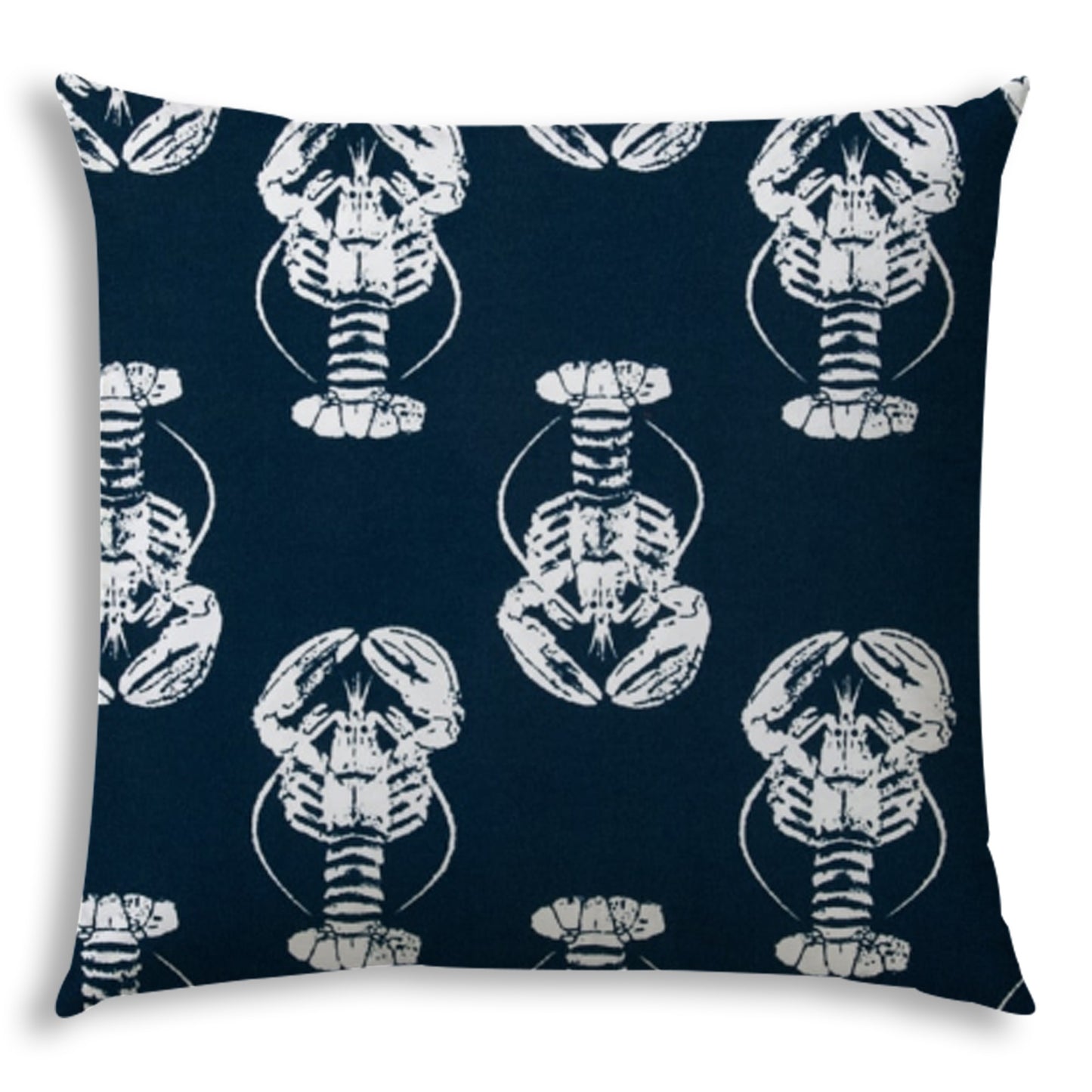 20" X 20" Navy Blue And White Blown Seam Throw Indoor Outdoor Pillow