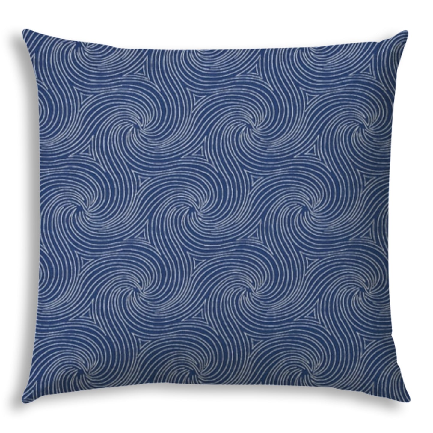 20" X 20" Blue And White Blown Seam Swirl Throw Indoor Outdoor Pillow