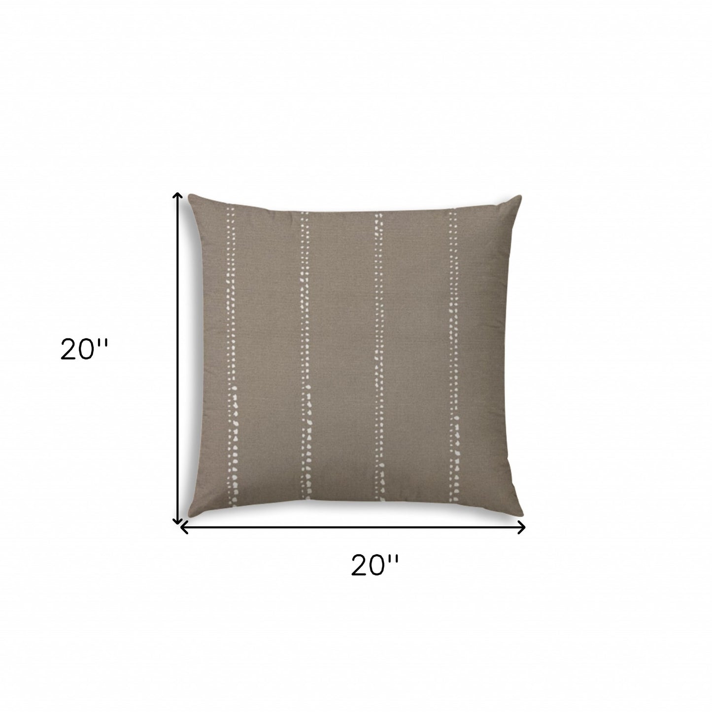 20" X 20" Taupe And White Blown Seam Polka Dots Throw Indoor Outdoor Pillow