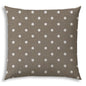 20" X 20" Taupe And White Blown Seam Polka Dots Throw Indoor Outdoor Pillow