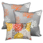 Set Of Three 18" X 18" Gray And White Corals Blown Seam Nautical Throw Indoor Outdoor Pillow