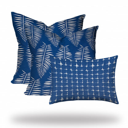 Set of 3 Blue Leaf Indoor Outdoor Envelope Pillow Covers