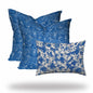 Set Of Three 20" X 20" Blue And White Zippered Coastal Throw Indoor Outdoor Pillow