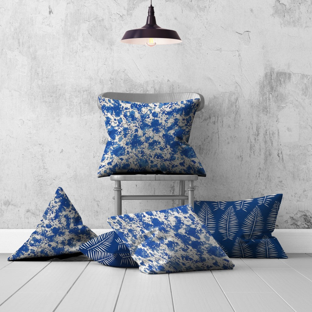 Set Of Three 20" X 20" Blue And White Enveloped Coastal Throw Indoor Outdoor Pillow Cover