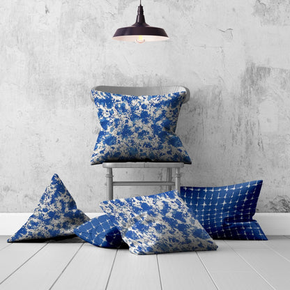 Set Of Three 20" X 20" Blue And White Zippered Coastal Throw Indoor Outdoor Pillow