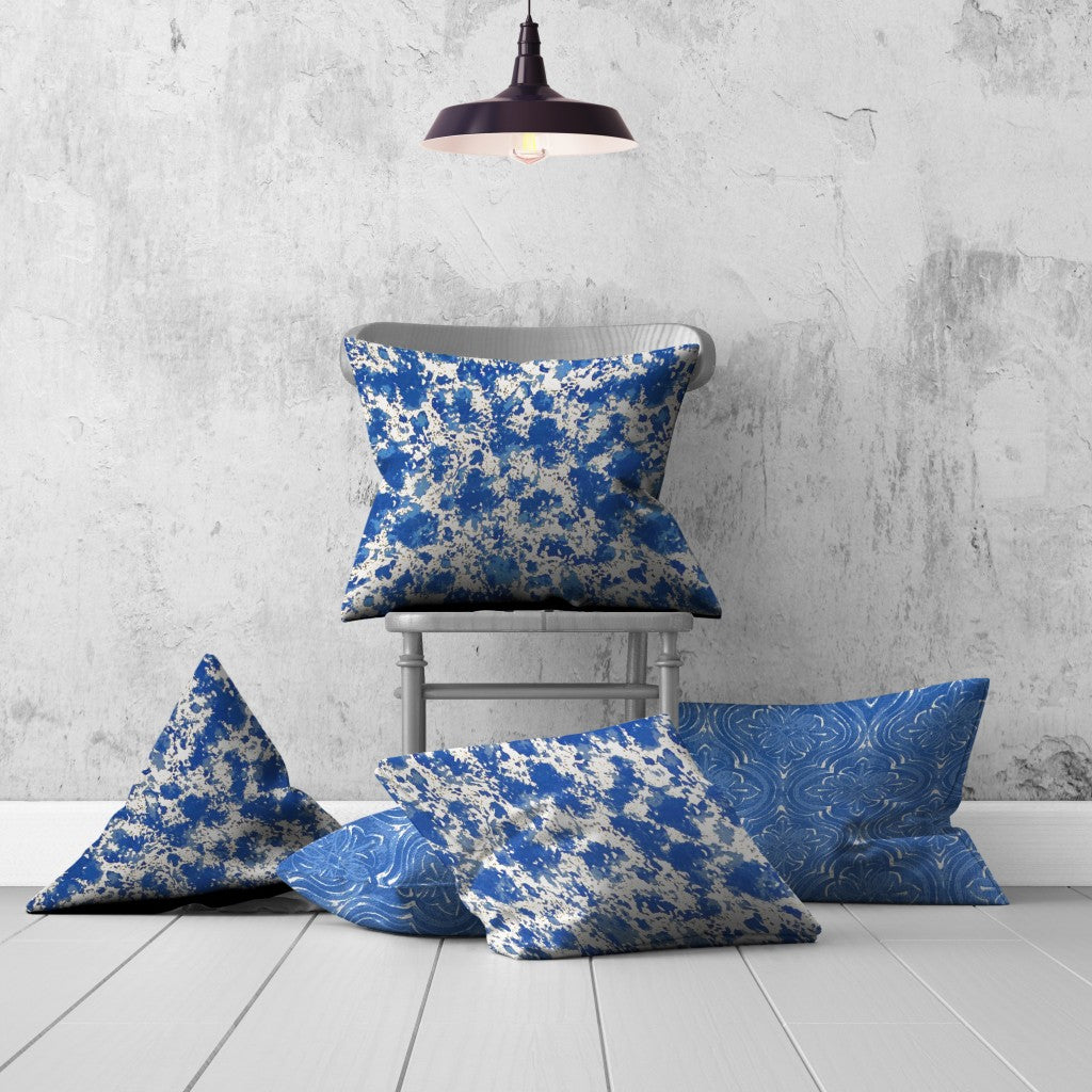 Set Of Three 20" X 20" Blue And White Enveloped Coastal Throw Indoor Outdoor Pillow