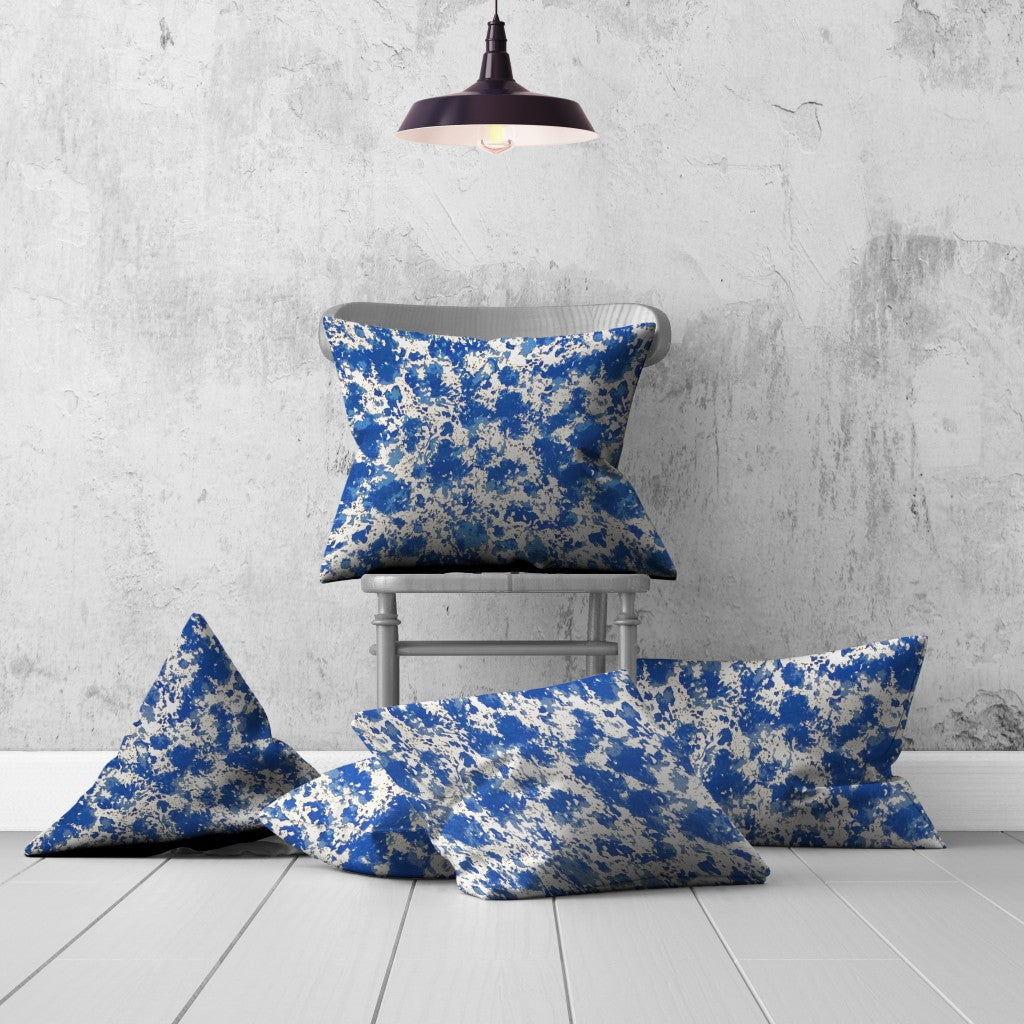 Set Of Three 20" X 20" Blue And White Blown Seam Coastal Throw Indoor Outdoor Pillow