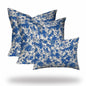 Set Of Three 20" X 20" Blue And White Enveloped Coastal Throw Indoor Outdoor Pillow Cover