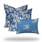 Set of 3 Blue Crab Indoor Outdoor Sewn Closed Pillows