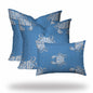 Set Of Three 20" X 20" Blue And White Crab Enveloped Coastal Throw Indoor Outdoor Pillow Cover