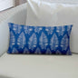 12" X 16" Blue And White Blown Seam Tropical Lumbar Indoor Outdoor Pillow