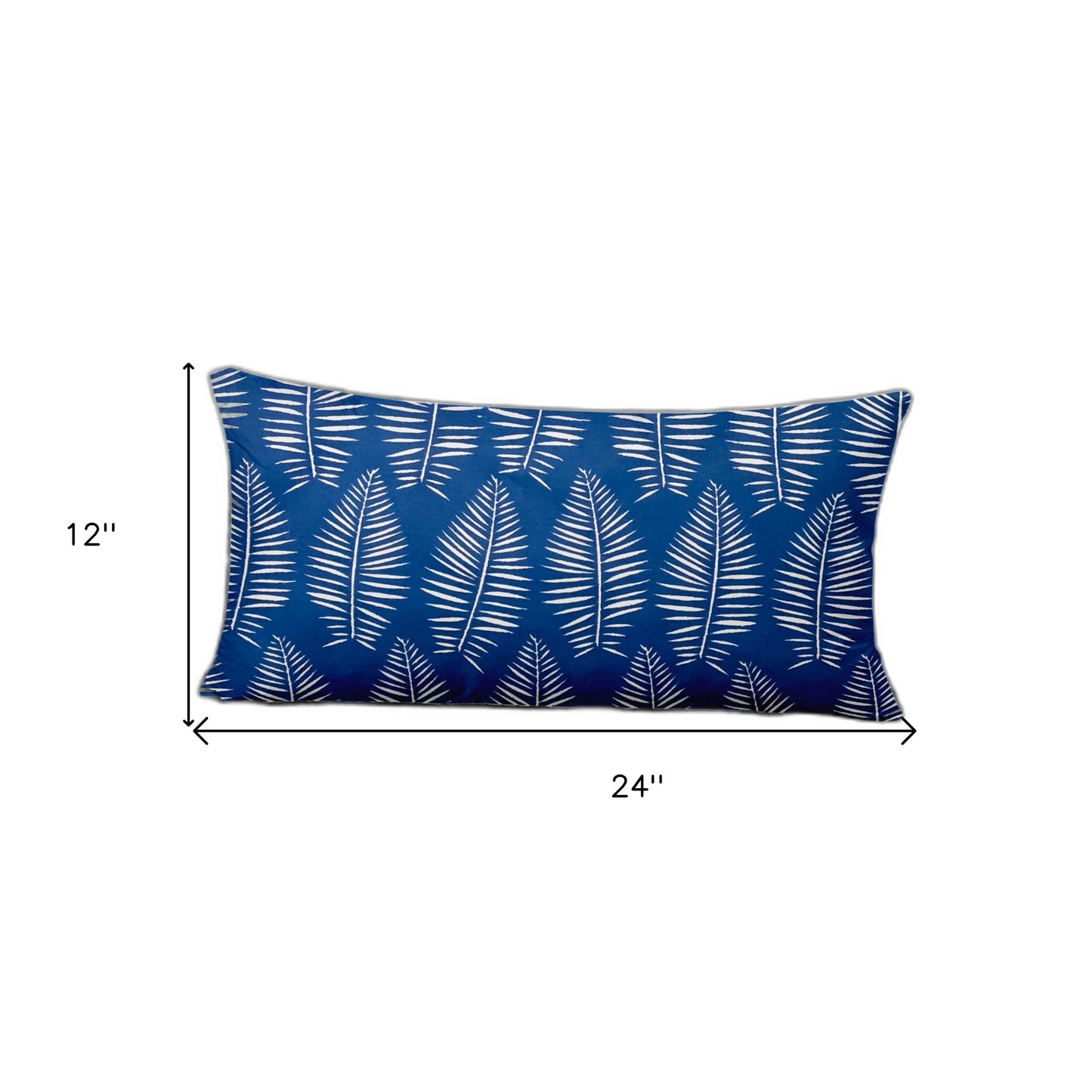 12" X 16" Blue And White Zippered Tropical Lumbar Indoor Outdoor Pillow Cover