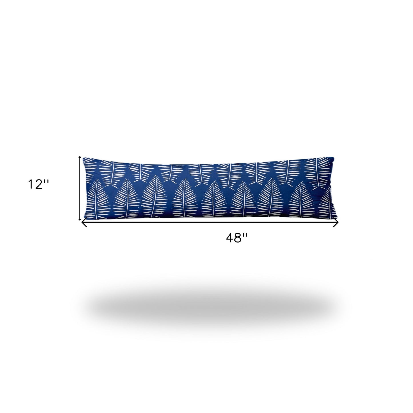 12" X 16" Blue And White Enveloped Tropical Lumbar Indoor Outdoor Pillow