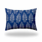 12" X 16" Blue And White Enveloped Tropical Lumbar Indoor Outdoor Pillow