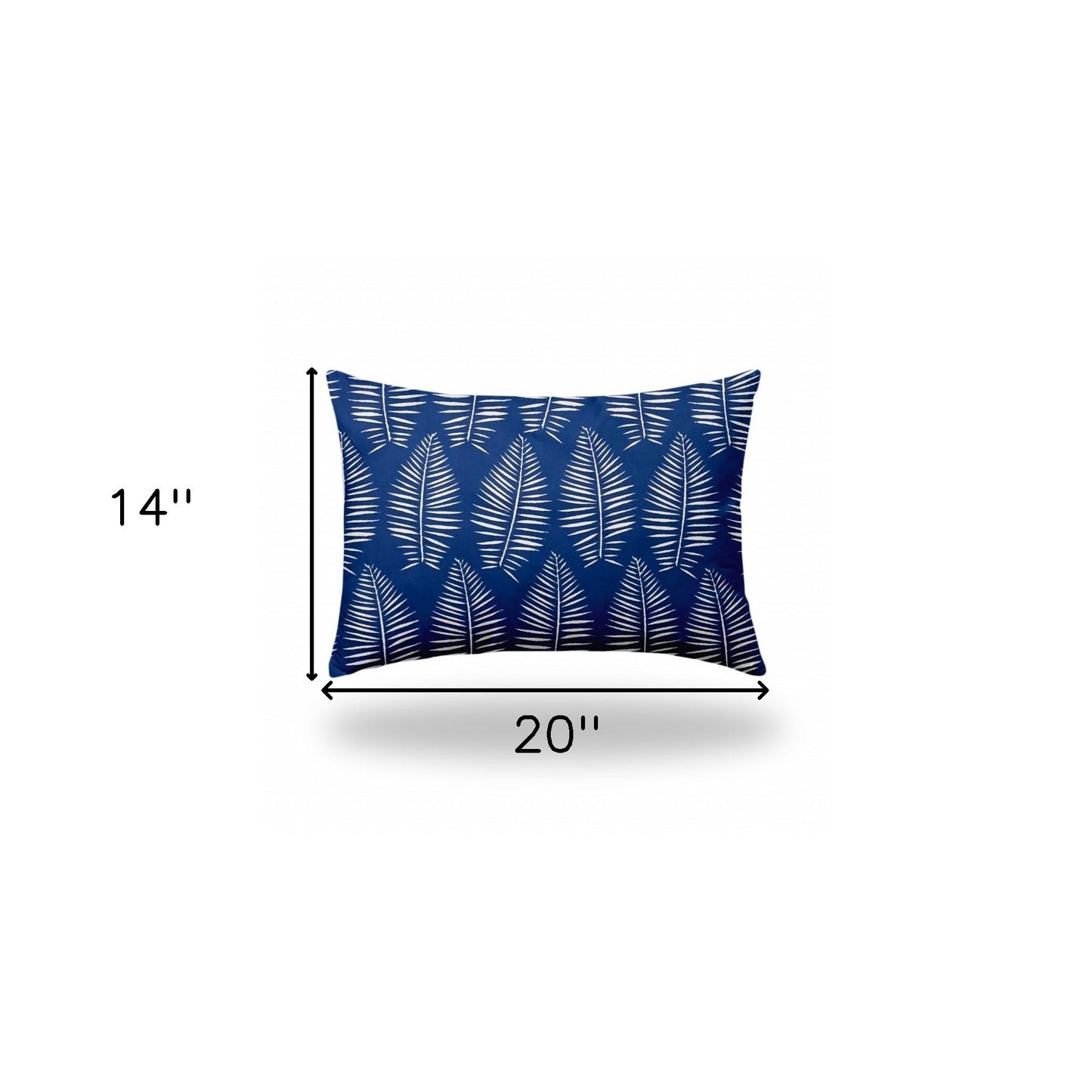 12" X 16" Blue And White Enveloped Tropical Lumbar Indoor Outdoor Pillow