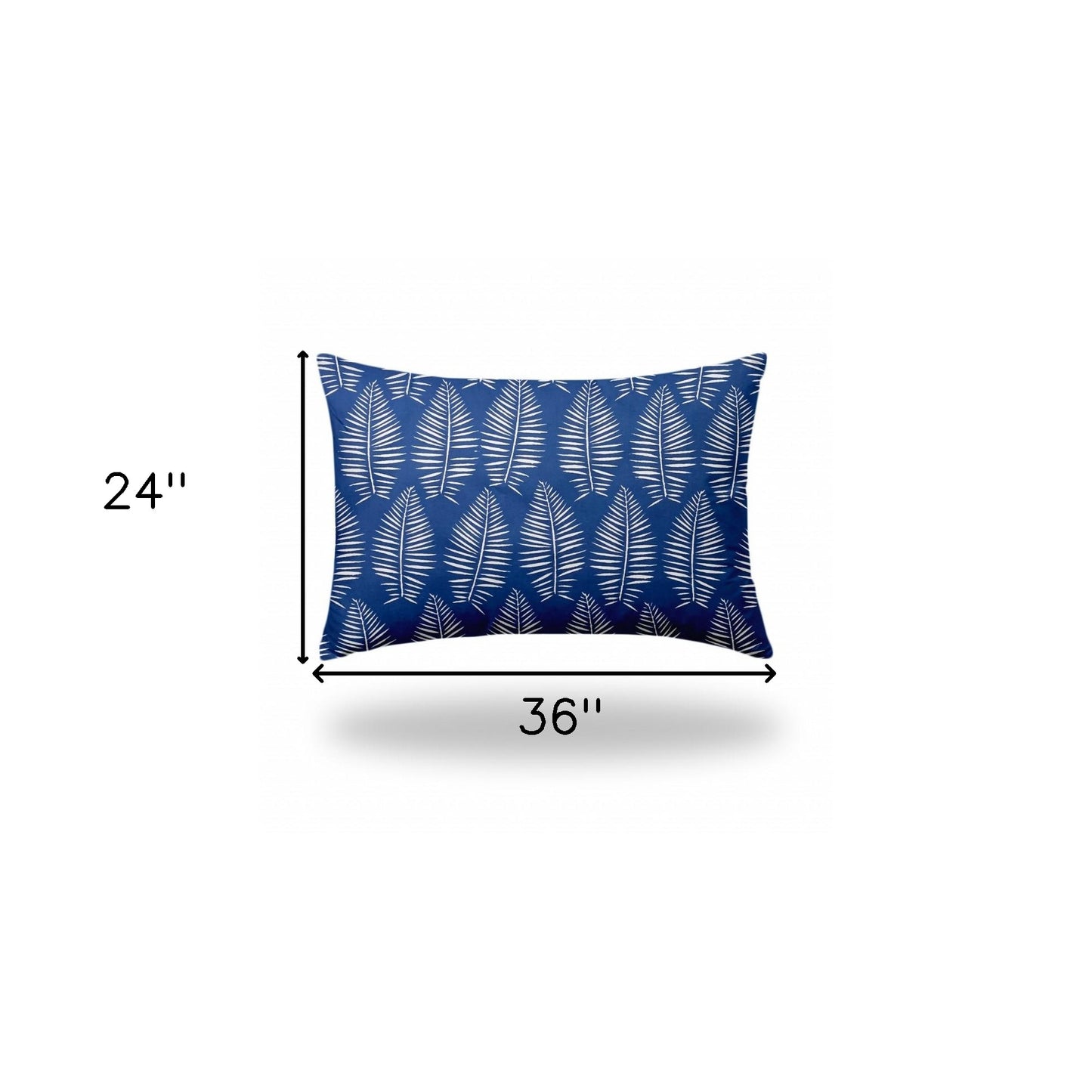 12" X 16" Blue And White Enveloped Tropical Lumbar Indoor Outdoor Pillow