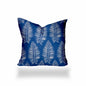 12" X 16" Blue And White Blown Seam Tropical Lumbar Indoor Outdoor Pillow