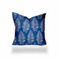 12" X 16" Blue And White Enveloped Tropical Lumbar Indoor Outdoor Pillow Cover