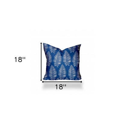 12" X 16" Blue And White Enveloped Tropical Lumbar Indoor Outdoor Pillow