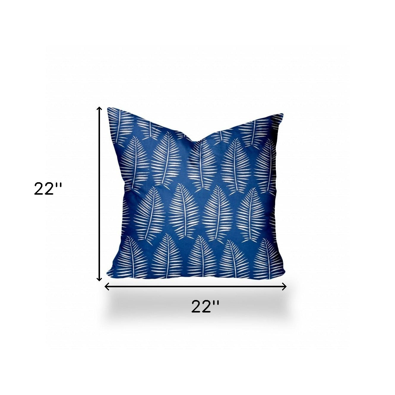 12" X 16" Blue And White Zippered Tropical Lumbar Indoor Outdoor Pillow Cover