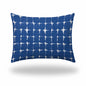 12" X 16" Blue And White Enveloped Abstract Lumbar Indoor Outdoor Pillow Cover